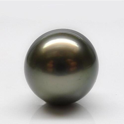 Luminous 11.6*12MM Natural Green Genuine Tahitian Cultured Loose Pearl Undrilled