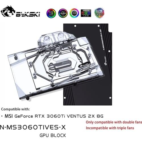Bykski GPU Water Block for MSI RTX 3060Ti VENTUS 2X 8G Graphics Card cooled/with backplane /cooling Radiator N-MS3060TIVES-X