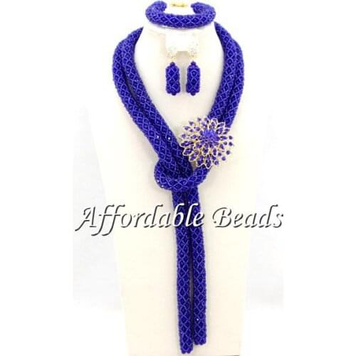 Royal Blue Costume Gold Jewelry Set Unique African Fashion Jewelry Sets New Design Free Shipping BN230