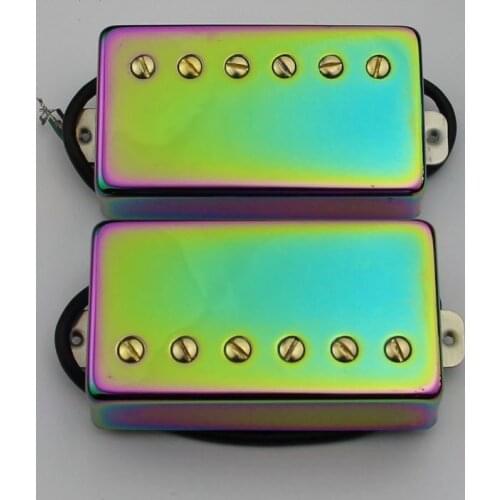 Guitar Pickups Sealed Double Coil Neck and Bridge Pickup Replacement Parts for LP 6 String Electric Guitar (Chameleon Rainbow)