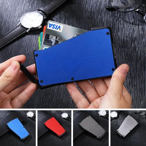 Bank Credit Card Protection Holder Carbon Fiber Anti Theft Rfid Blocking Wallet Covers Porte Carte Metal Travel Case