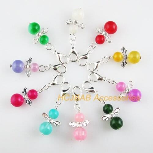 10 New Angel 14x21mm Charms Mixed Jelly Glass Silver Plated Retro With Lobster Claw Clasps