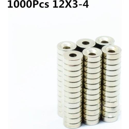 1000pcs 12x3-4mm Round Countersunk Ring Magnet 12mm x 3mm Hole 4mm Rare Earth Neodymium Magnet 12*3-4