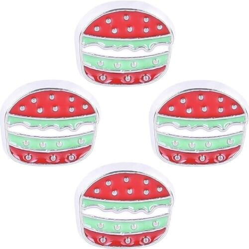 20Pcs/Lot F90 Enamel FLoating Hamburger Charms Making Food Them Living Glass Locket Gift Jewelry Supplies