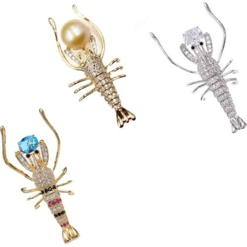 20pcs/lot hot sell High quality 3style rhinestone crystal shrimp Jewelry animal Brooches
