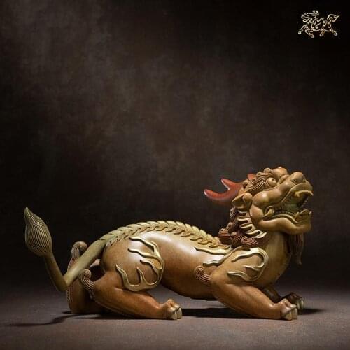 2021 high grade statue home Company Shop Good luck bring wealth money thriving business dragon PI XIU brass Sculpture Ornament