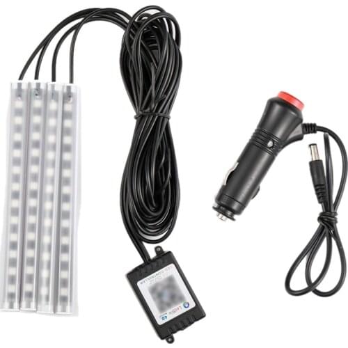 4Pcs Car LED Atmosphere Lamp with APP Light Strip Bluetooth RGB Remote