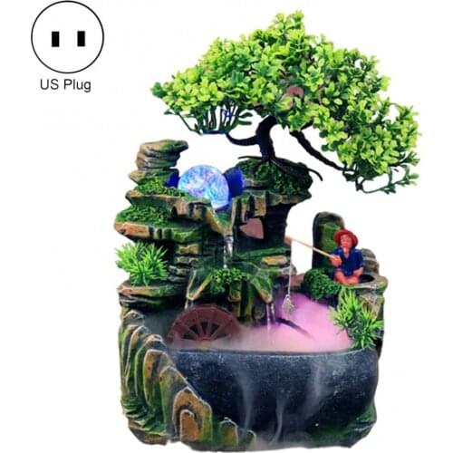 50% Hot Sale LED Lights Fake Tree Flowing Fountain Rockery Office Tabletops Desktop Bonsai Home Decor