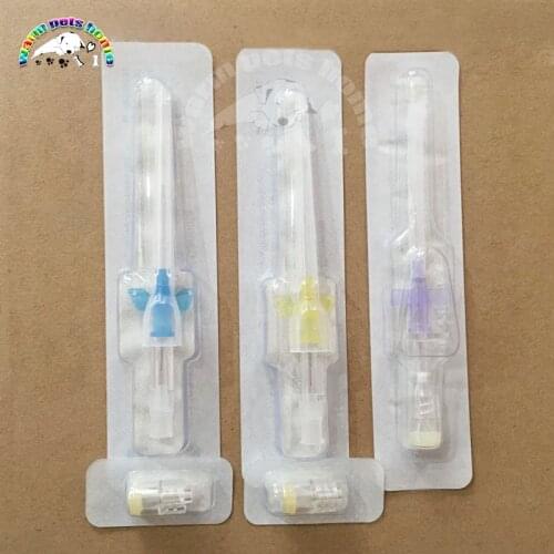 50pcs Veterinary I. V. Cannula Animal Catheter Pet Catheters with Heparin Cap 22G 24G 26G Disposable Veterinaria Material