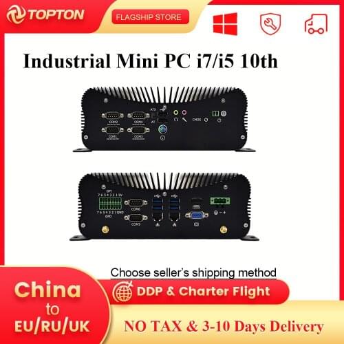 10th Gen Fanless Mini PC Intel i7 10510U i5 10210U Rugged PC 6*COM 2*Lans 8*USB GPIO LPT HDMI VGA Desktop Computer Industrial PC