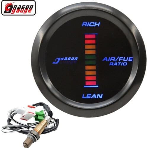 Dragon 52mm Auto Car Electronic Digital LED Engine Air Fuel Ratio Gauge For Narrowband Oxygen Lean Rich Meter Free Shipping