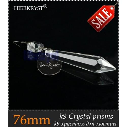 HIERKRYST 25 pcs/lot Clear Chandelier Glass Crystals Lamp Prisms Parts Hanging Pendants 76mm 3" #1903B