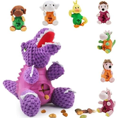 Dog Toy Chew Dispenser Leakage Food Play Pet Dog Squeaking Toy Dinosaur Food Feeder Pet Dental Teething Training Toy 391345