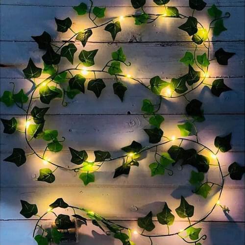 4m 3m 2m Artificial Green Leaf Light String Creeper Vine LED Lamp USB/Battery Powered for Christmas Wedding Garland Plants Decor