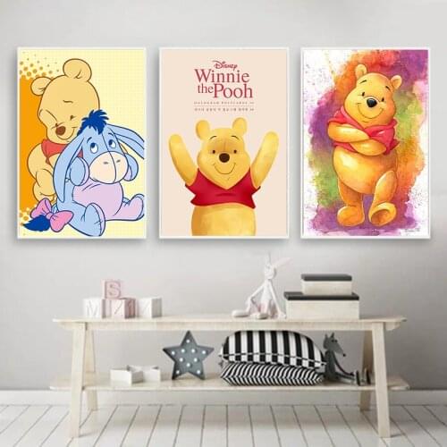 Disney Cute Cartoon Pooh Canvas Painting Prints and Posters Wall Art Pictures for Kids Room Decor Children Home Decoration Gift