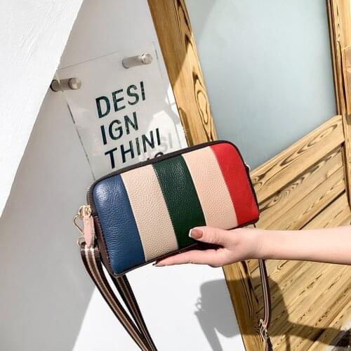 Rainbow Color Stripe Purse Women Pink Crossbody Bag Small Envelope Clutch Handbags Designer Shoulder Bag Luxury Brand Sac A Main