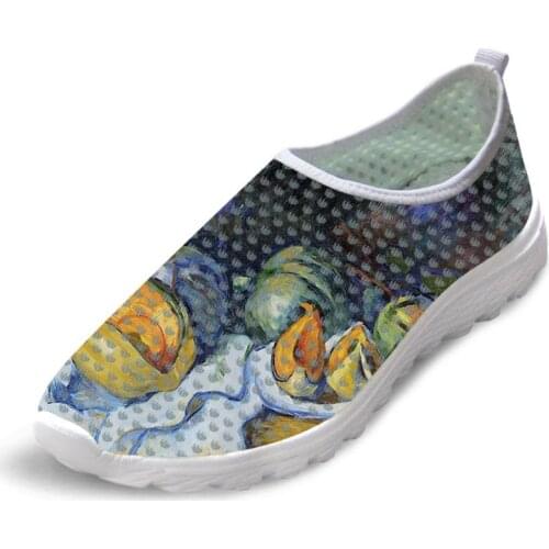 Cushioning Man Summer Causal Flats Soft Shoes Man Sneakers Mesh Hard-Wearing Shoes Natural Painting Art Print Man Slacker Shoes