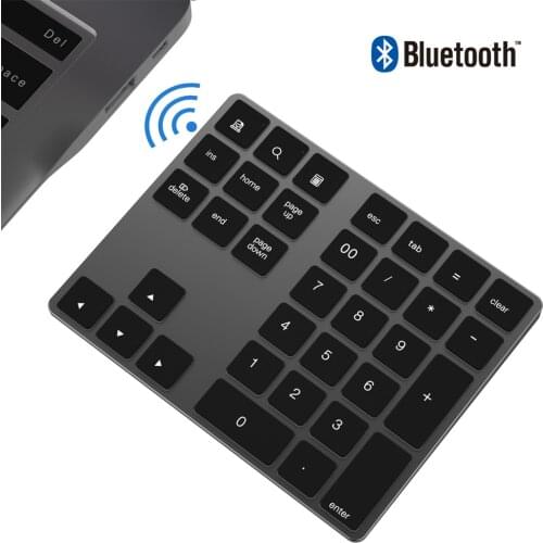 Mini Numberic Keyboard Wireless Bluetooth Keypad 34keys Calculator Keyboard Rechargeable Keypads for Windows/ iOS/Android