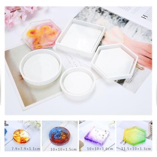 Fashion Silicone Mold Round Square Hexagon Coaster DIY Resin Casting Epoxy Mould Jewelry Tool Equipments Accessories