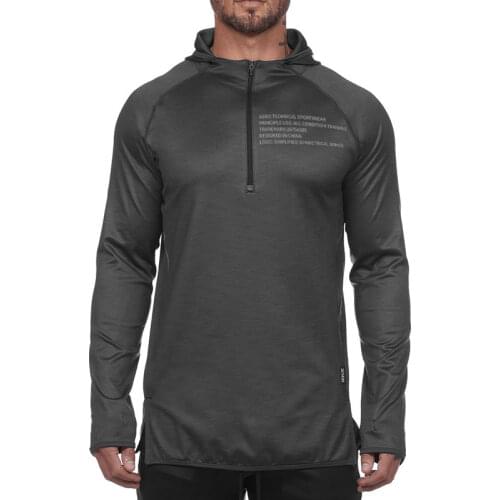 Mens Running Jacket Hoodies Fitness Sportswear Gym Clothing Jogging Training Hooded Sport Shirt Bodybuilding Workout Sweatshirt