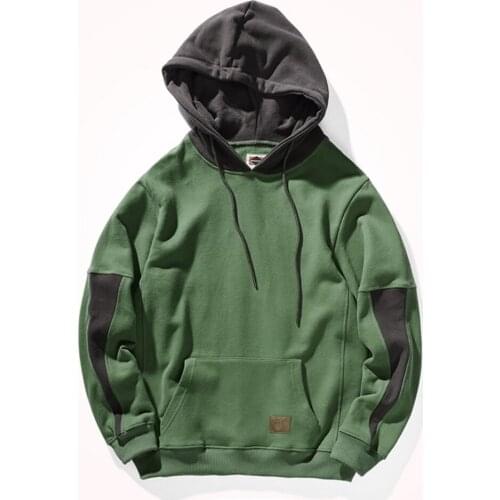 2021autumn and Winter New Velvet Padded Thickened Sweater Mens Hooded Loose Stitching Sports Hoodie Coat