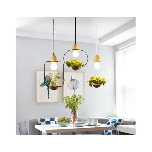 Nordic Loft Clothing Store LED Chandelier Creative Potted Plant Dinner Balcony Designer E27 Hanging Light Fixtures Free Shipping