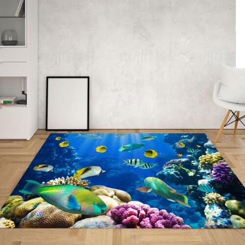 Underwater World Large Rugs Home Carpets Bedroom Living Room Decoration Bathroom Printed Door Hallway Area Floor Mat