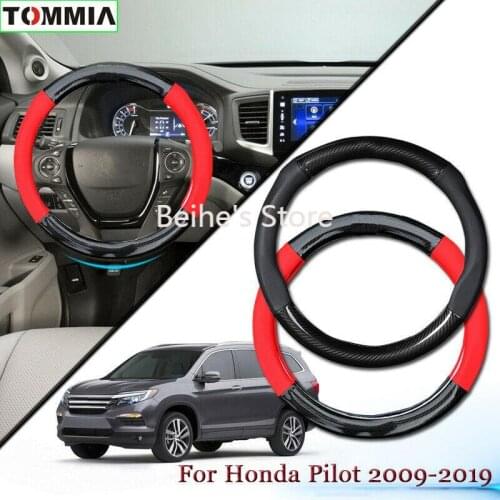 Anti-Slip Carbon Fiber Leather Car Steering Wheel Cover For Honda Pilot 2009-19