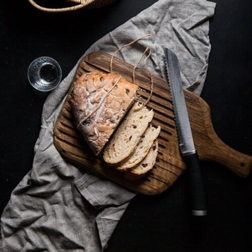 Acacia Chopping Blocks Retro Pizza Sushi Bread Tray Pallet With Handle Cutting Board Whole Wood Food Plate Kitchen Accessories