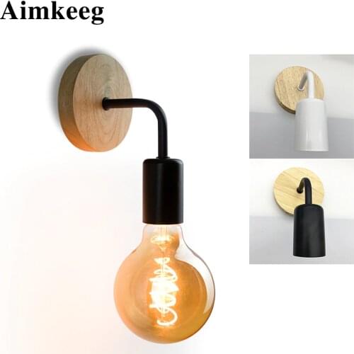 Retro Decor Wall Light Fixtures for E27 Bulb Wood Loft Wall Lamp Holder for Living Room Home Indoor Lighting Decorative