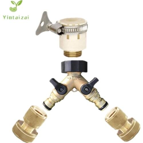 Garden 2 Way Hose Splitter Brass Connector Distributor Hose Connector With Round Tap Connector For Outdoor Tap and Faucet