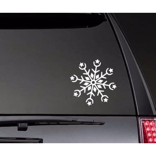 Snowflake With Stars Vinyl Christmas Car Stickers Rear windshield Decor Waterproof Removable Modern ZP0564
