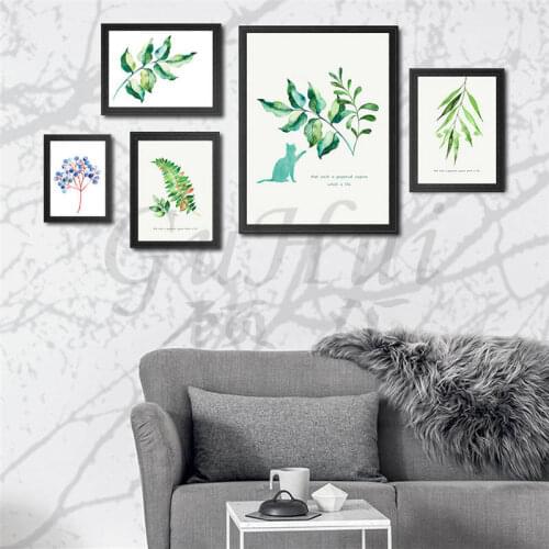 Nordic Modern Tree Plant Leaves Poster No Frame Paintings on the wall Canvas Painting Cuadros Decoracion Room Wall Picture