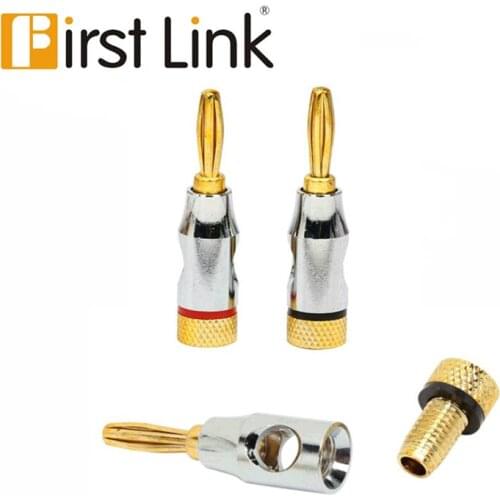 High-Quality Copper Speaker Banana Plug w/ Color Coded, Open Screw Type,1 Pair Per Package