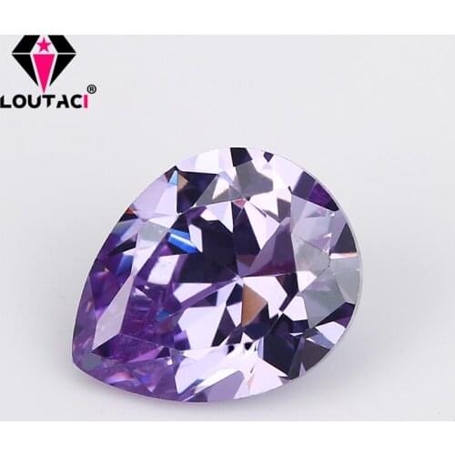 LOUTACI Modern Ceremony Wedding Jewelry With Pear Lavender Cubic Zirconia Small Size 2x3-4x6mm