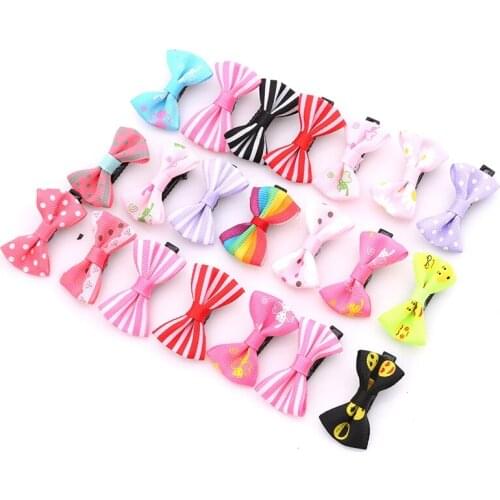 20/50PCS Mix Color Mini Bow Barrettes Sweet Girls Solid Dot Stripe Hair Clips Kids Hairpins Hair Accessories For Women Girls