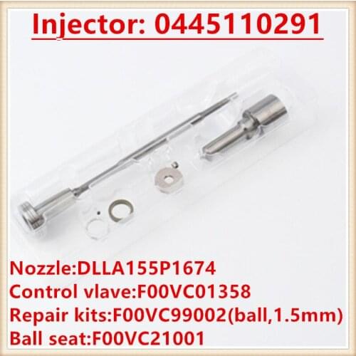 0445110291 / 0 445 110 291 injector repait kits overhaul kit F00VC21001 F00VC99002 DLLA155P1674 F00VC01358 0445110291