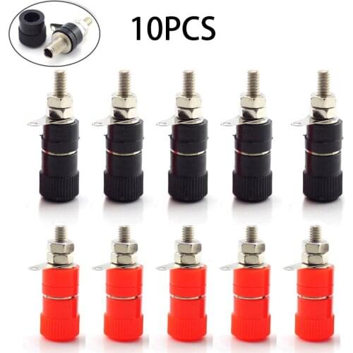 10pcs 4mm Banana Plugs Posting Connector Splice Terminals For Amplifier Speaker Audio Jack Adapter DIY Red and Black