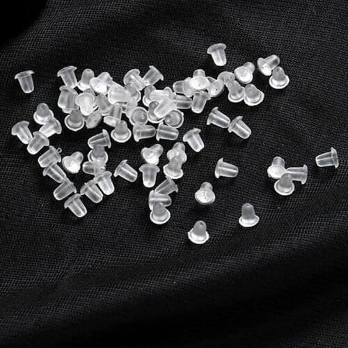 100pcs Clear Soft Silicone Rubber Earring Backs Safety Round Stopper Earnuts Rubber Jewelry Accessories DIY Parts Ear Plugging