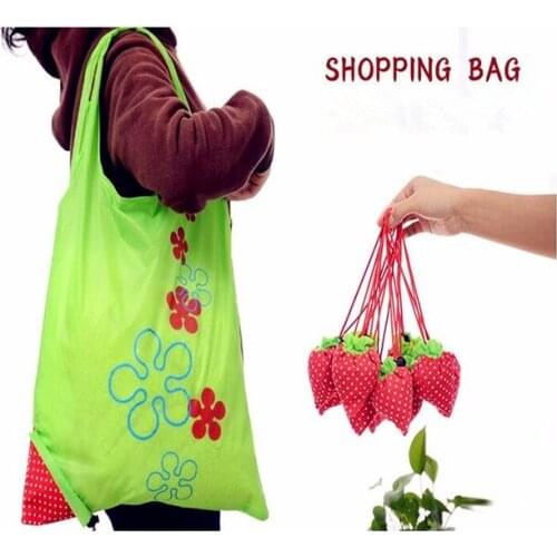 1000pcs Portable Cute Eco Reusable Storage package Tote Folding Foldable Strawberry Bag home