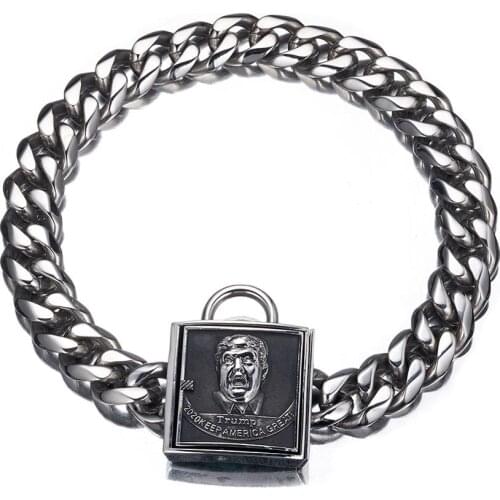 15mm Strong silver Stainless Steel Gold Training Choke Chain Dog Collar with trump clasp