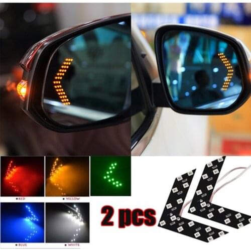 2 Pcs/lot 14 SMD LED Arrow Panel For Car Rear View Mirror Indicator Turn Signal Light Car LED auto Rearview mirror light