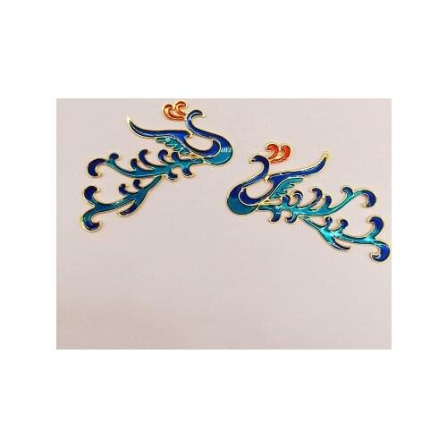 2Pcs/Lot Cloisonne Gold Rhinestones Buttons DIY Decorative Sew for Brooch Pin Dress Coat Bag Alloy Badge Wedding Accessories