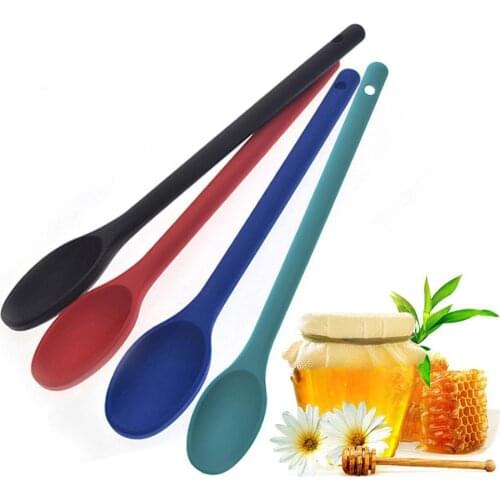 2Pcs Long Handle Silicone Salad Food Mixing Stirring Spoon Kitchen Cooking Tools