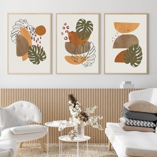 Abstract Shapes Foliage Drawing Poster Botanical Wall Art Canvas Painting Modern Print Home Living Room Decoration
