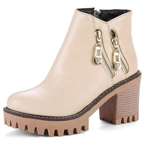 Big Size Recreation of side zipper boots for round head waterproof platform in Europe and America