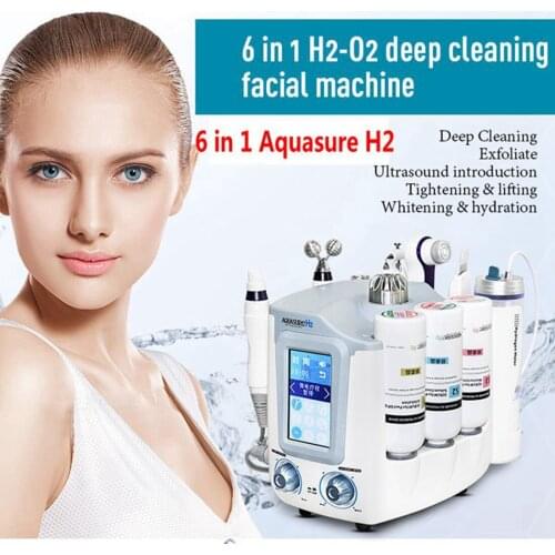 CE Korea 6 In 1 Hydrafacial Aquasure H2 BIO Ultrasonic RF Microderma Peeling Water Oxygen Facial Beauty Machine Skin Tightening