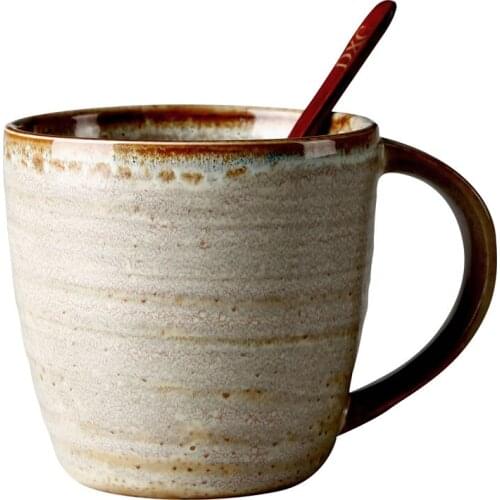 Japanese Style Tea Cup Crockery Eco Friendly Retro Coffee Cup Spoon with Infuser Vintage Tazas De Cafe Kitchen Supplies EB5