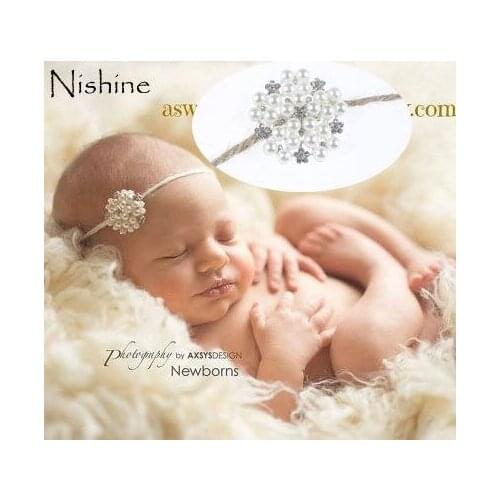NISHINE Kids Baby Hair Accessories Pearl Rhinestone Headbands Fashion Hair Band Headpiece for Toddler Infant Gifts