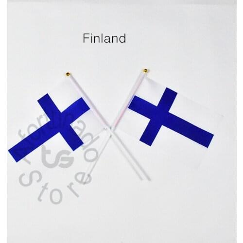 Finland 14*21cm 10pieces flag Banner Hand waving Flag National Flag for meet,Parade,party.Hanging,decoration
